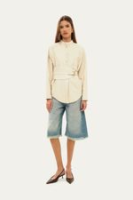 Camisa Manga Longa Minimal Couro Lilly Sarti - BEGE 2