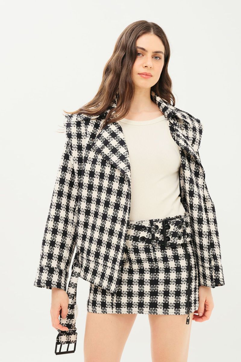 Mini Saia Jacquard Champion Iris Nk - PRETO E BRANCO 0