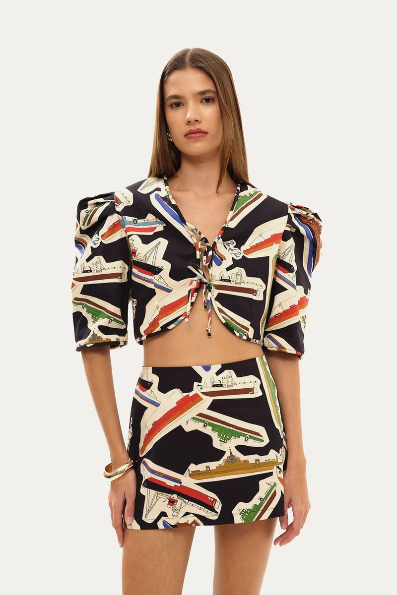 Saia Mini Sailor Lo De Lui - PRETO E BRANCO 0