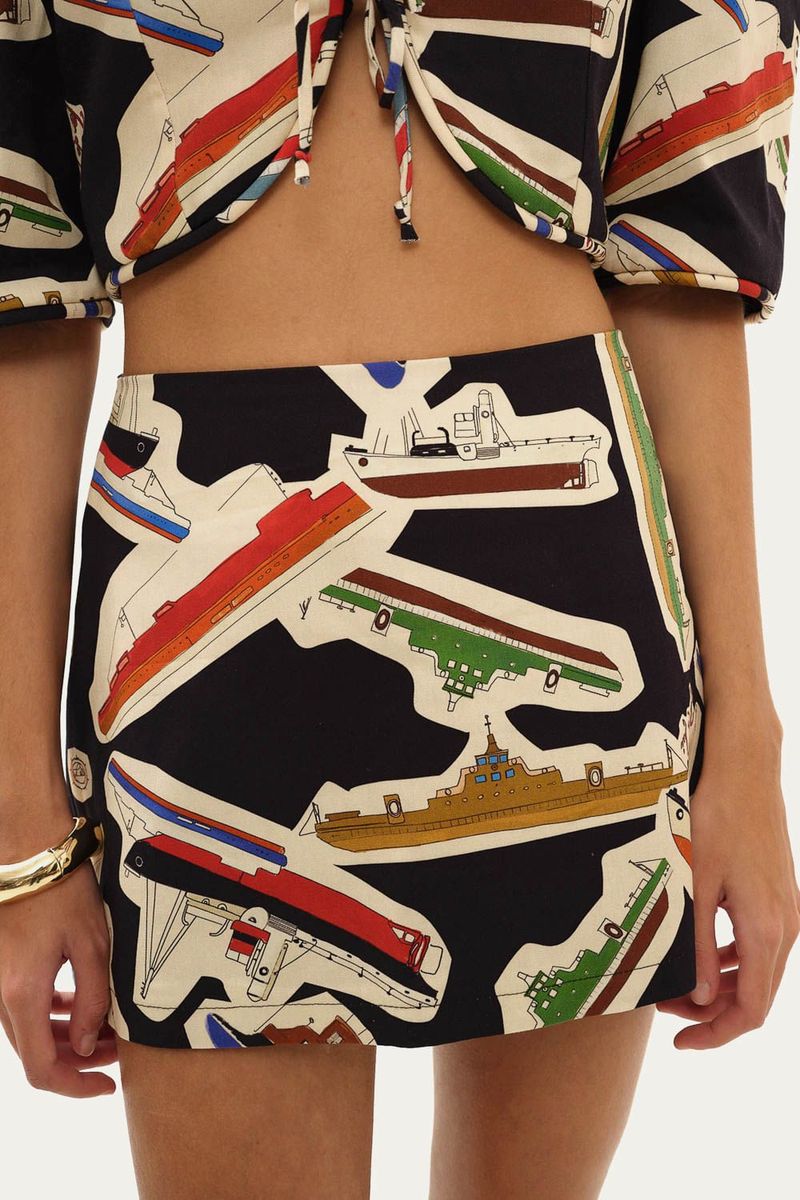 Saia Mini Sailor Lo De Lui - PRETO E BRANCO 2