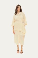 Vestido Midi Tric  Tela Monocromatica Coven - OFF WHITE 0