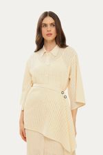 Vestido Midi Tric  Tela Monocromatica Coven - OFF WHITE 1