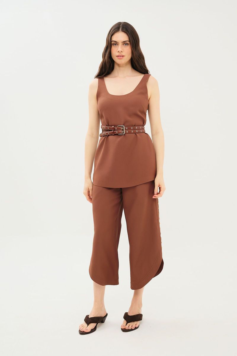 Cal a Pantacourt Crepe Round Gabi NK - MARROM 0