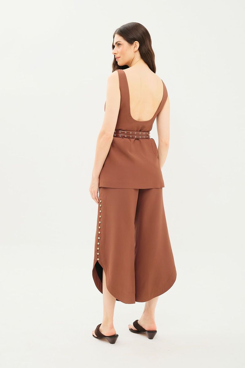 Cal a Pantacourt Crepe Round Gabi NK - MARROM 2