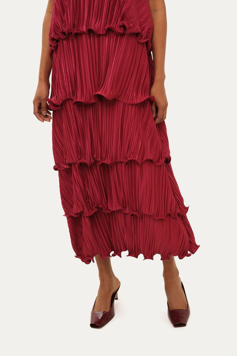 Vestido Longo Camadas Marina Bit  - VINHO 2