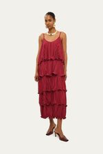 Vestido Longo Camadas Marina Bit  - VINHO 0