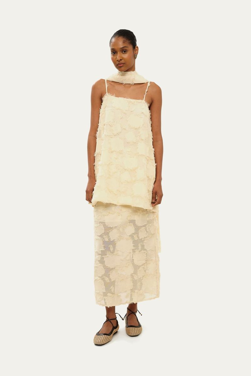 Blusa Manga Curta Echarpe Fiore Marina Bit  - OFF WHITE 1