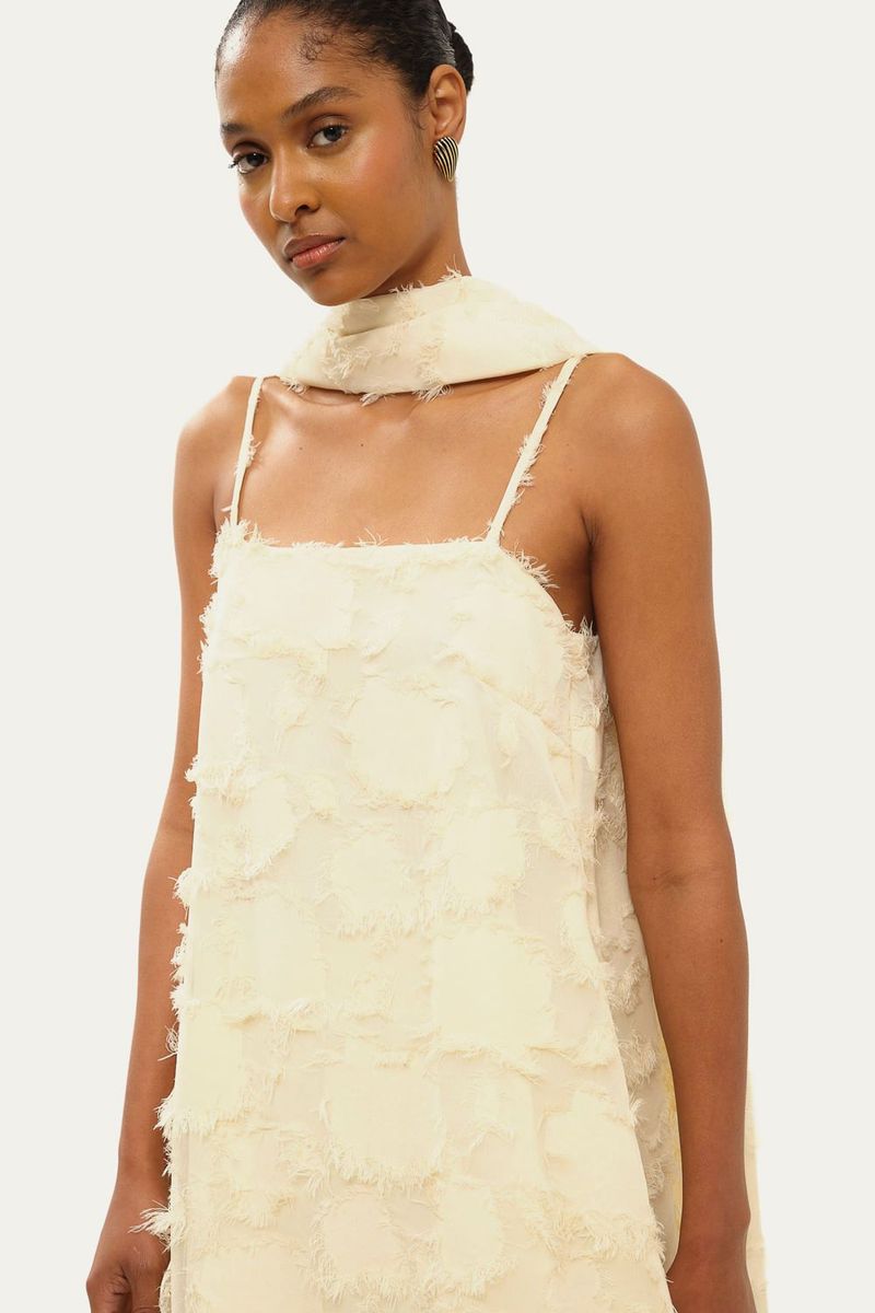 Blusa Manga Curta Echarpe Fiore Marina Bit  - OFF WHITE 2