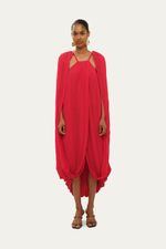 Vestido Midi Pleats Marina Bit  - VERMELHO 0