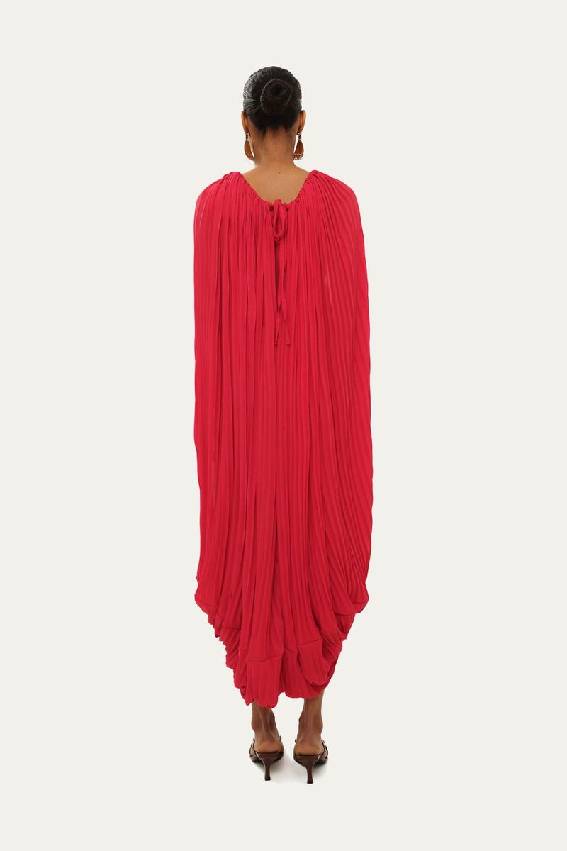 Vestido Midi Pleats Marina Bit  - VERMELHO 2