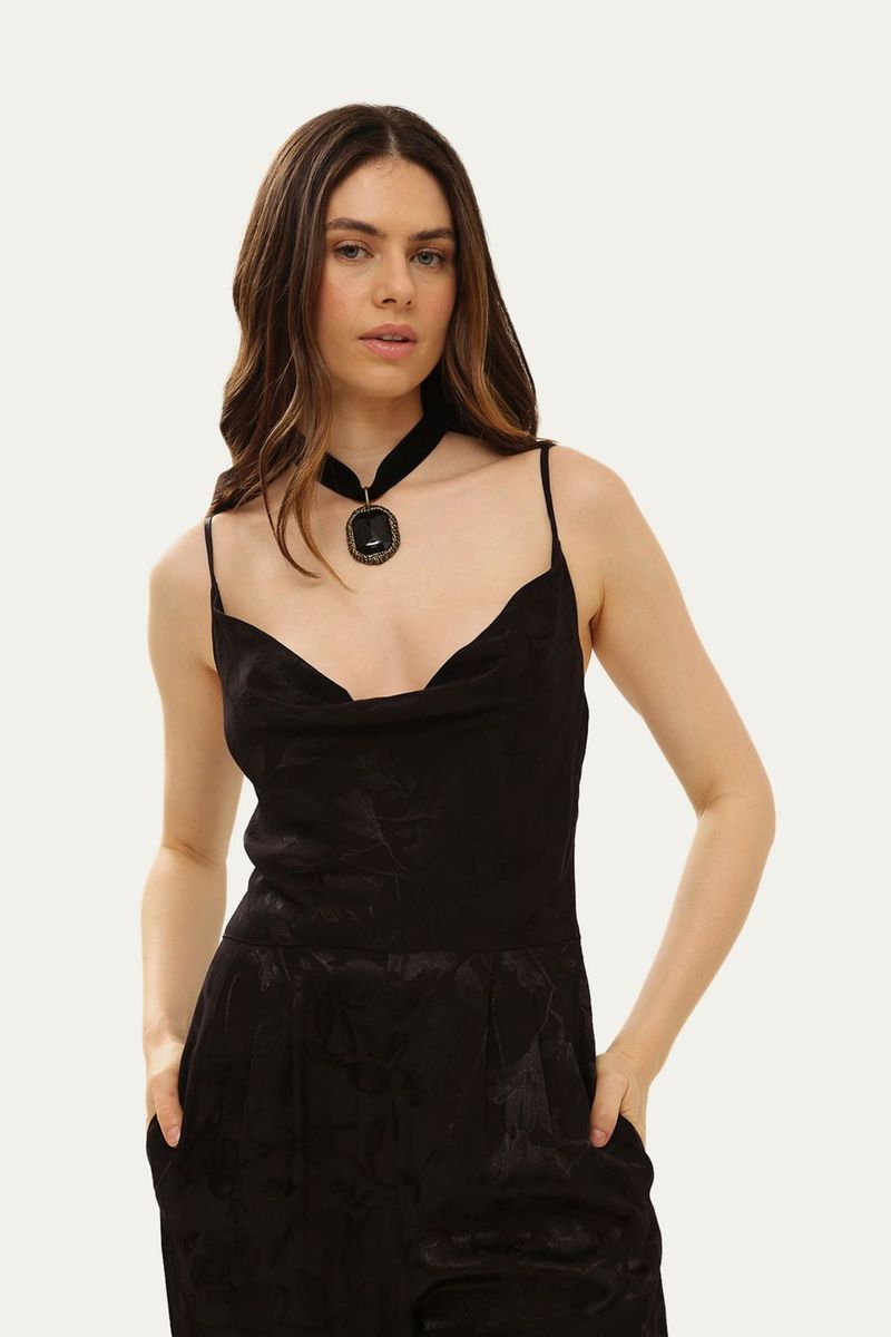 Macac o De Alcinha Foglie Framed - PRETO 2