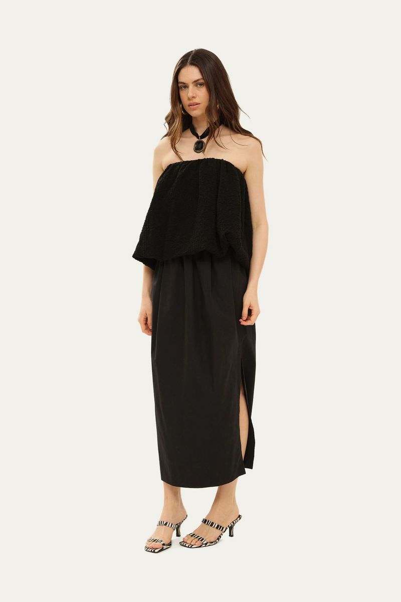 Saia Midi Fabrille Framed - PRETO 0