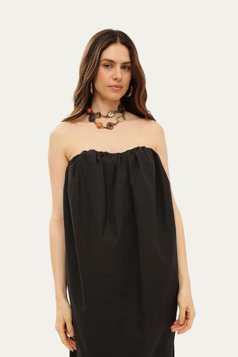 Vestido Longo Sem Al as Fabrille Framed - PRETO 1