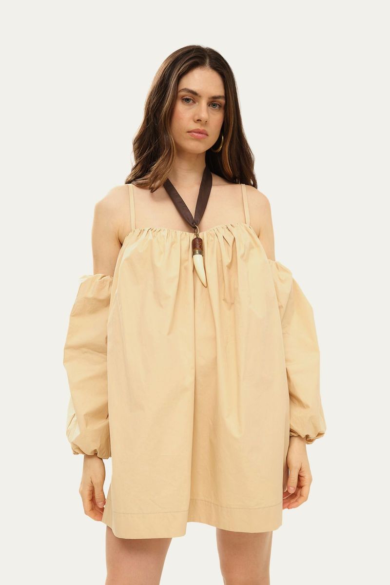 Vestido Mini Fabrille Framed - BEGE 0