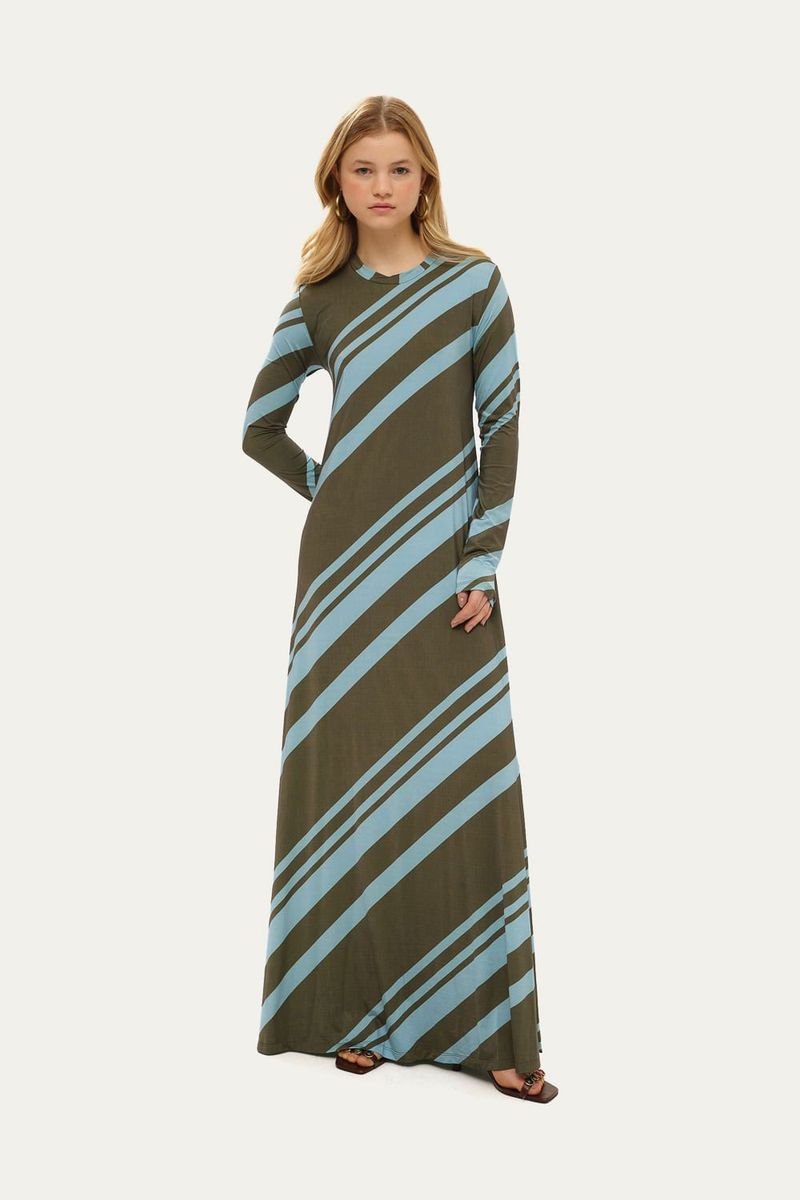 Vestido Longo Jurer  Voa Voa - VERDE ESCURO 1