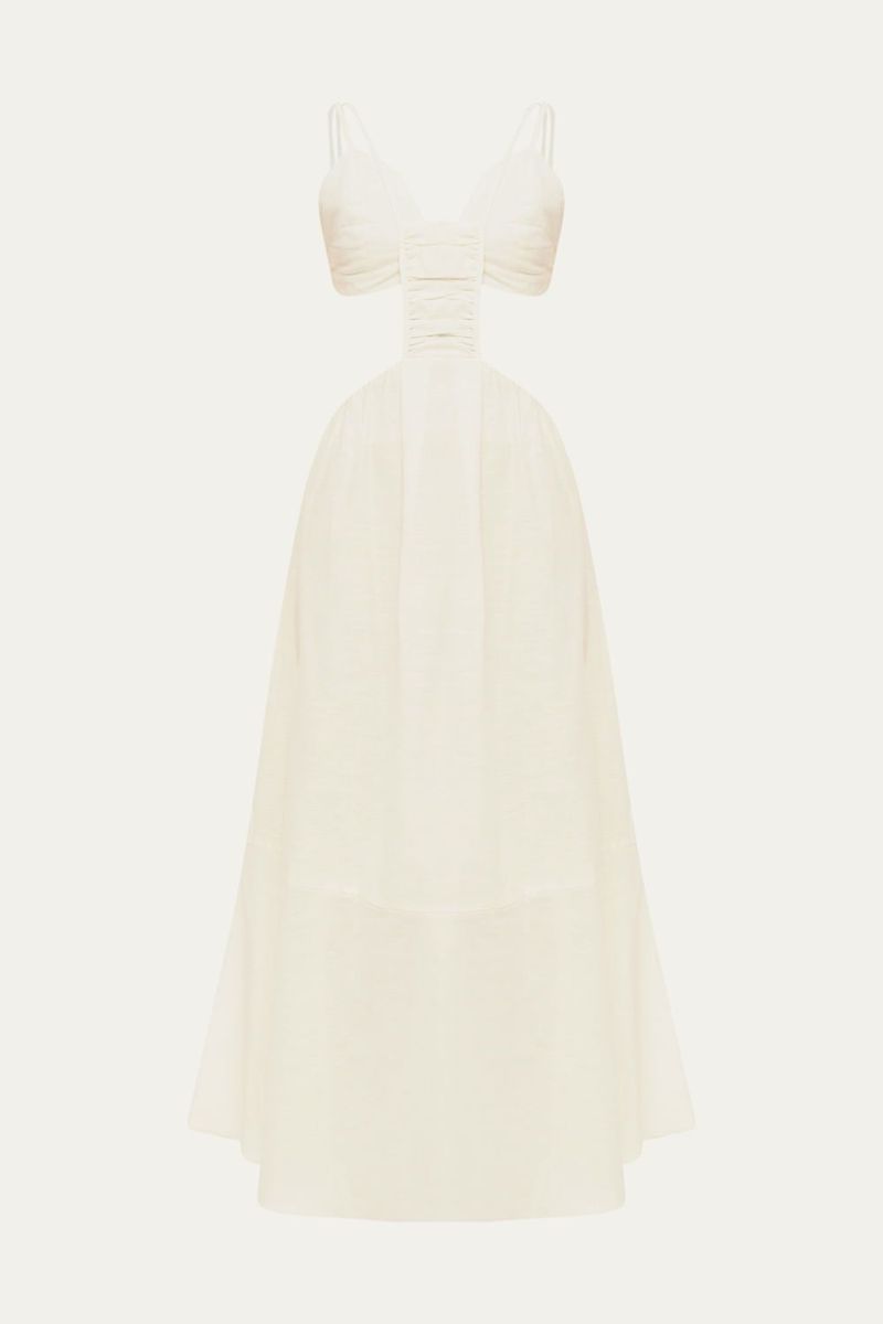 Vestido Longo Linho Cleo Lilly Sarti - OFF WHITE 0