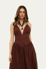 Vestido Longo Al as Marrom Adriana Degreas - MARROM 2