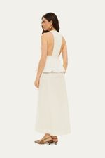 Vestido Longo Peplum Decote Profundo Adriana Degreas - OFF WHITE 3