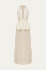 Vestido Longo Peplum Decote Profundo Adriana Degreas - OFF WHITE 0