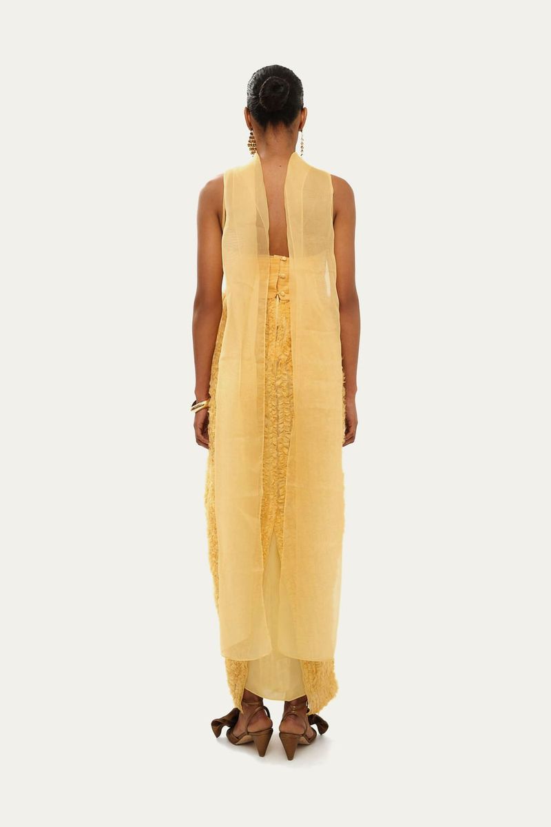 Vestido Longo Cartas Aluf - AMARELO 3