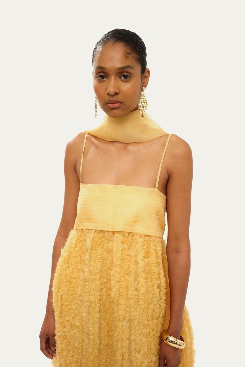 Vestido Longo Cartas Aluf - AMARELO 1