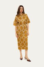 Saia Midi Jacquard Corsage Gig - DOURADO 0