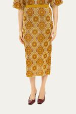 Saia Midi Jacquard Corsage Gig - DOURADO 1