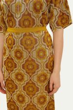 Saia Midi Jacquard Corsage Gig - DOURADO 2