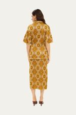 Saia Midi Jacquard Corsage Gig - DOURADO 3