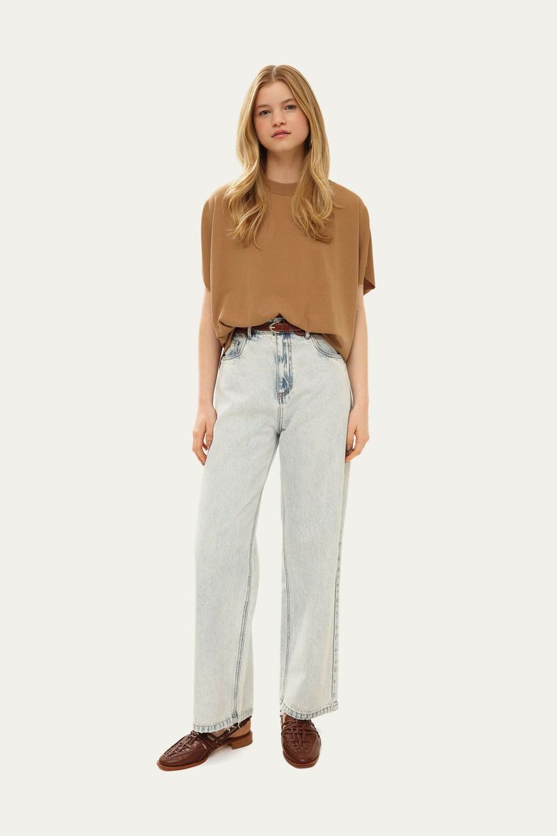 Tshit Manga Curta Ampla Tricot Egrey - BEGE 1