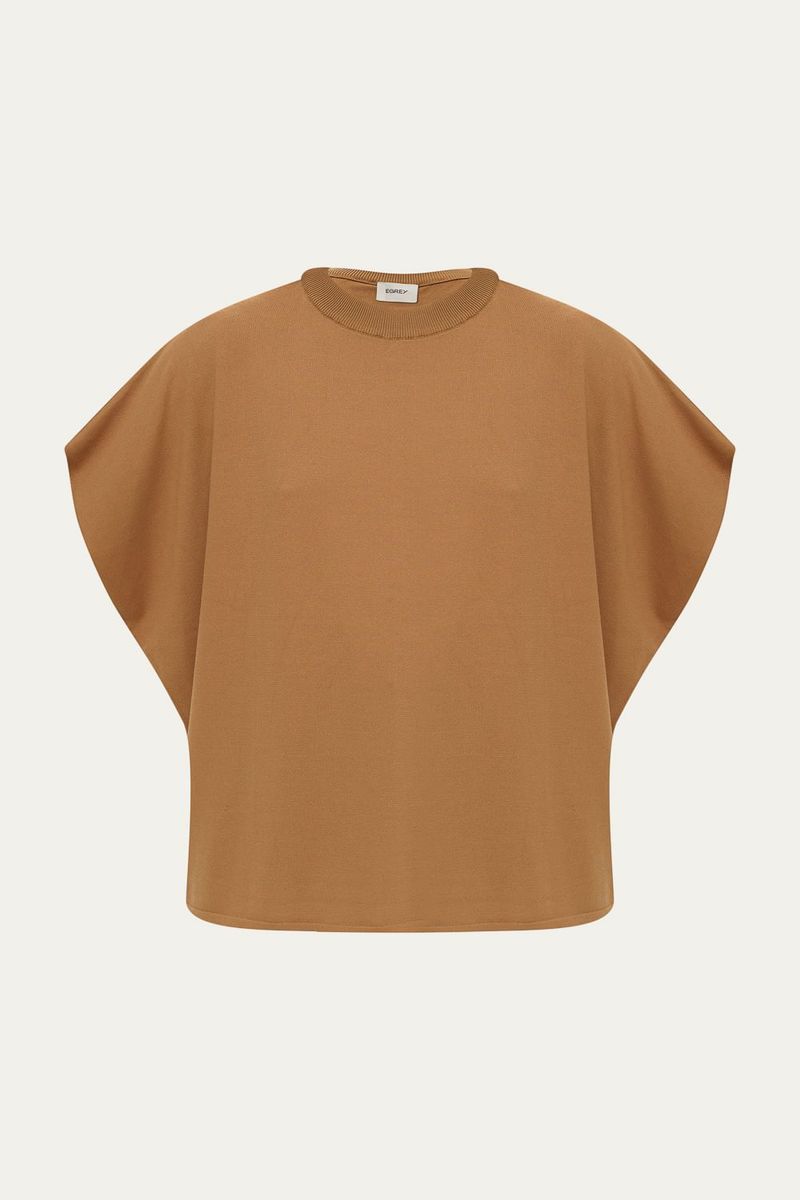 Tshit Manga Curta Ampla Tricot Egrey - BEGE 4
