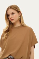 Tshit Manga Curta Ampla Tricot Egrey - BEGE 2