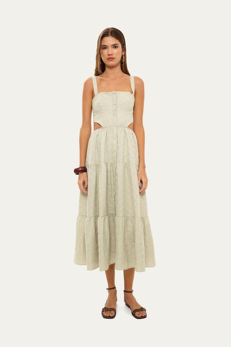 Vestido Midi Caparica Clemence - VERDE 0