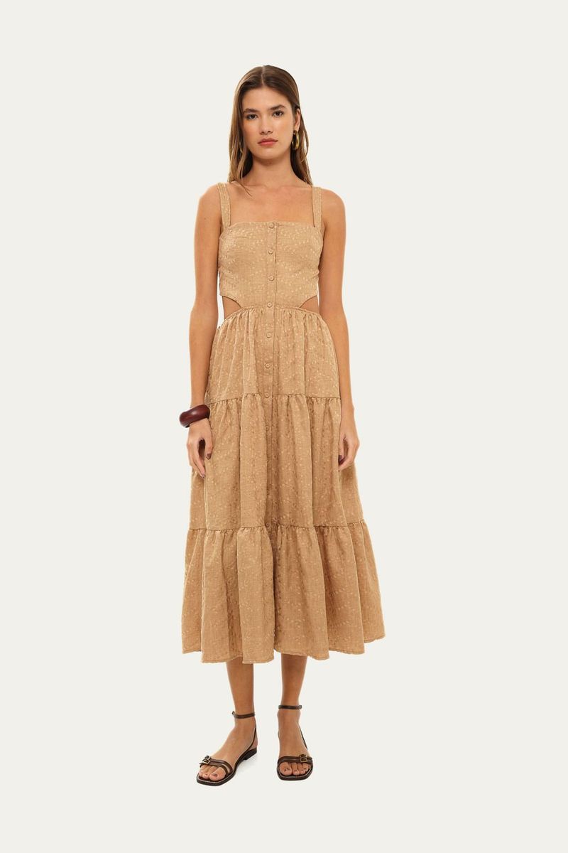 Vestido Midi Caparica Clemence - MARROM 0