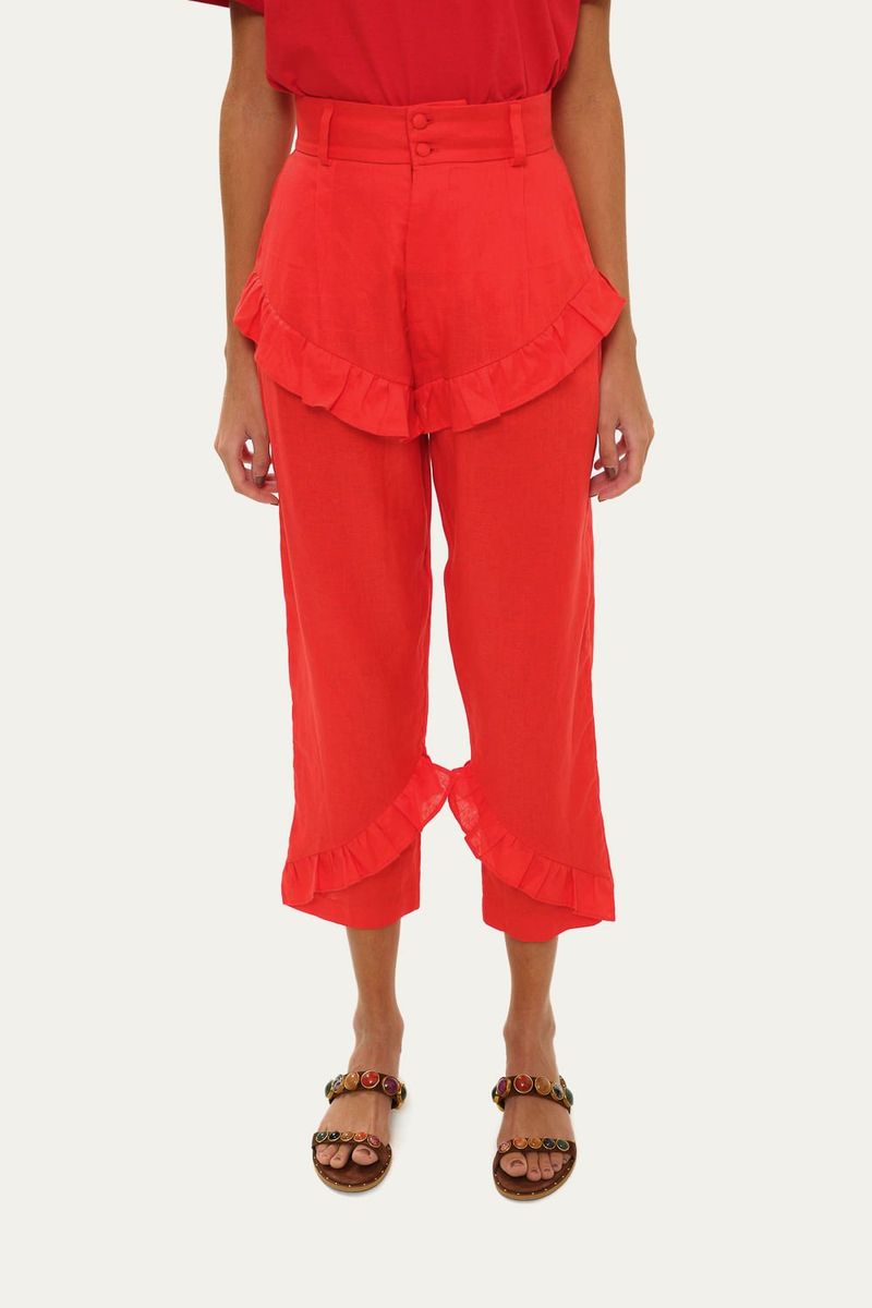 Cal a Linho Babados A l m - VERMELHO 2