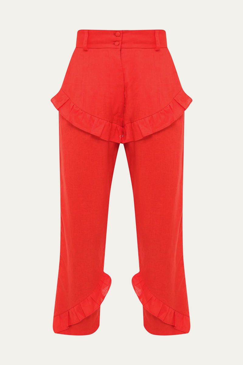 Cal a Linho Babados A l m - VERMELHO 0