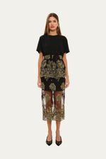 Saia Tule Bordado Com Peplum A l m - PRETO 1