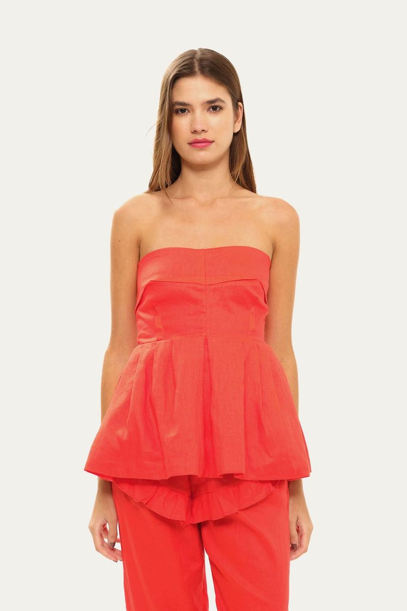 Top Linho Peplum A l m - VERMELHO 1