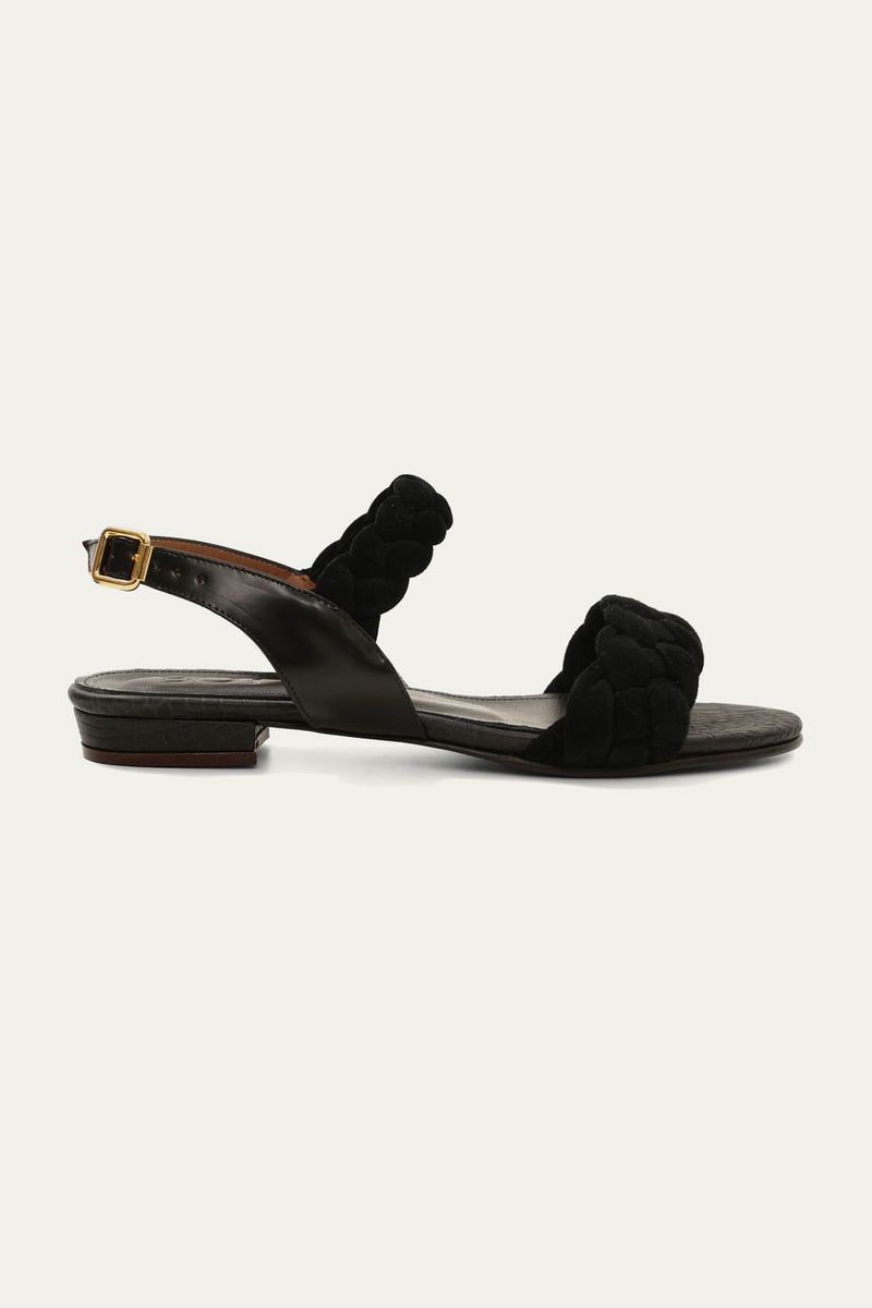 Sand lia Rasteira Chloe Camur a Tran ada BOTTI - PRETO 0