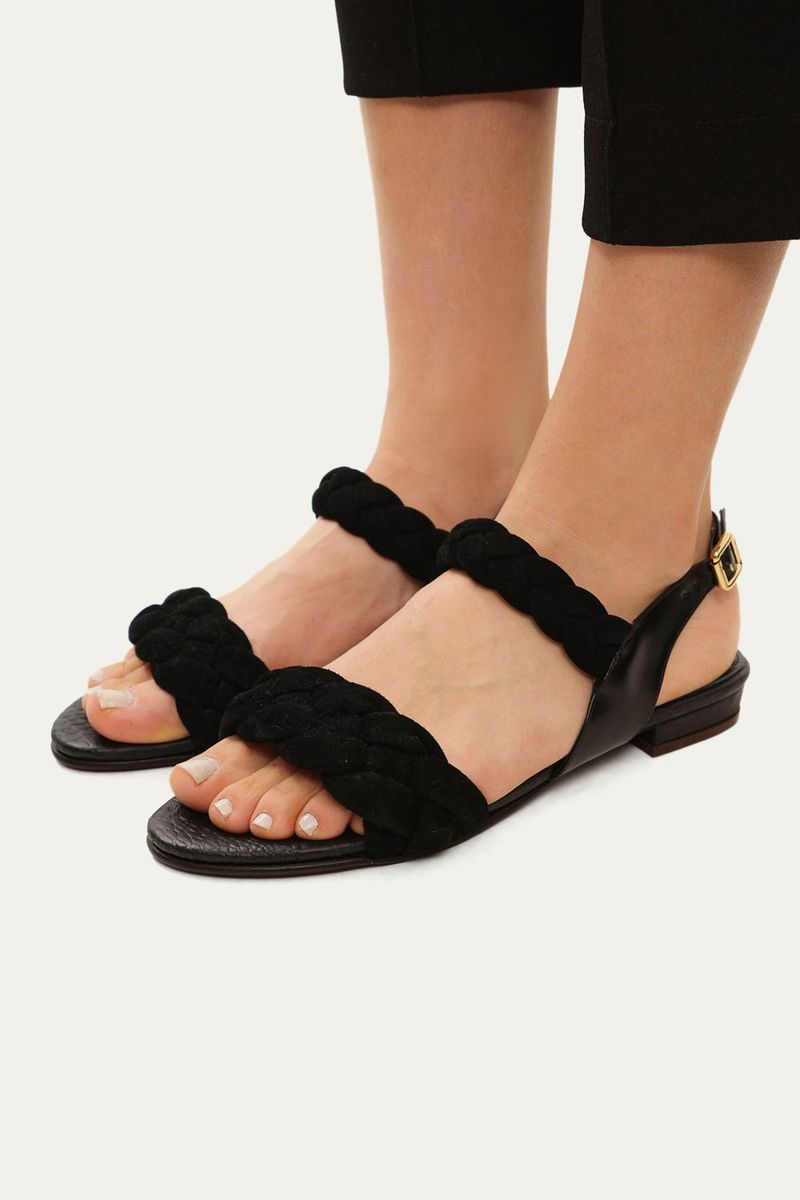 Sand lia Rasteira Chloe Camur a Tran ada BOTTI - PRETO 1