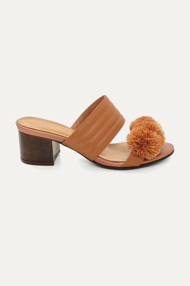 Sand lia Alexa Pompom Couro Botti - Marrom 0
