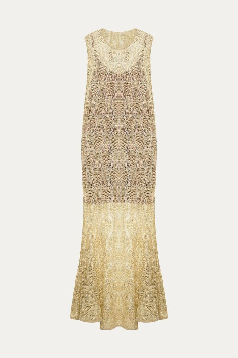 Vestido Longo Renda Belize Gig - DOURADO 4