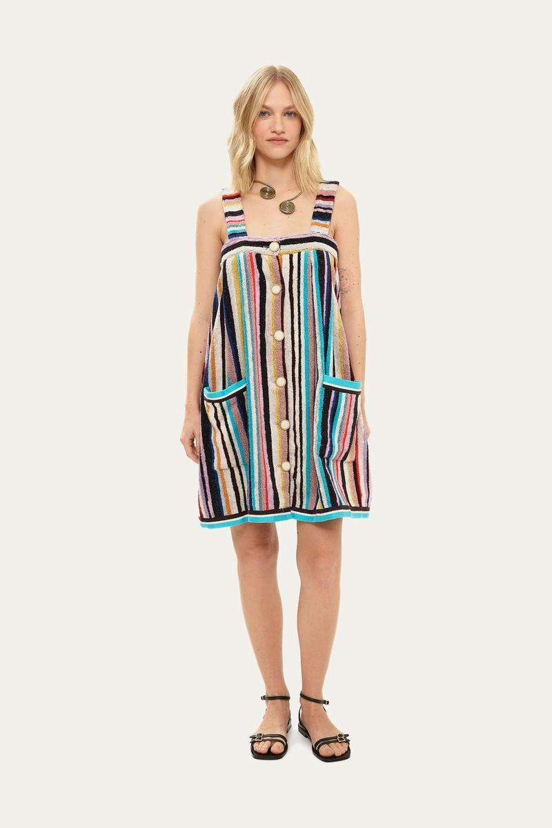 Vestido Mini Turqueza Missoni Voa Voa - MULTICOLORIDO 2
