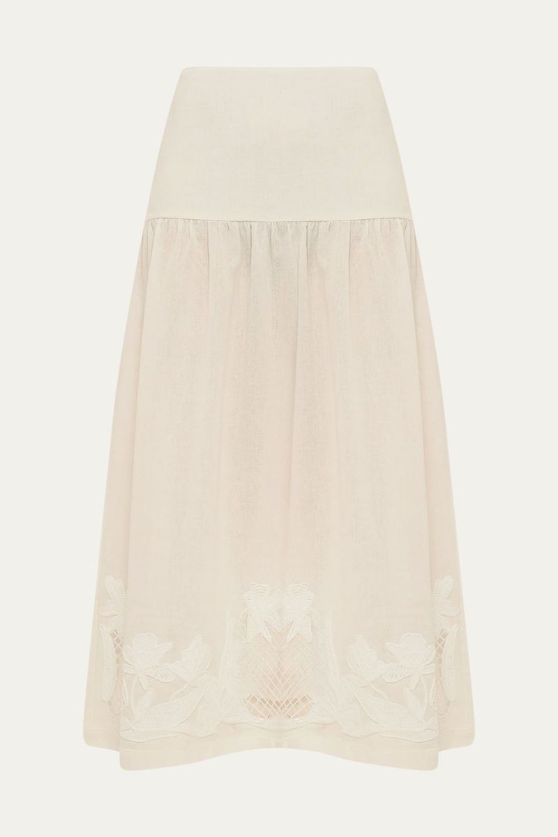Saia Midi Viva Bordado Navy Norah Jour Et Nuit - OFF WHITE 0