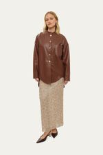 Camisa Manga Longa Minimal Couro Lilly Sarti - MARROM 1