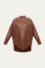 Camisa Manga Longa Minimal Couro Lilly Sarti - MARROM 4