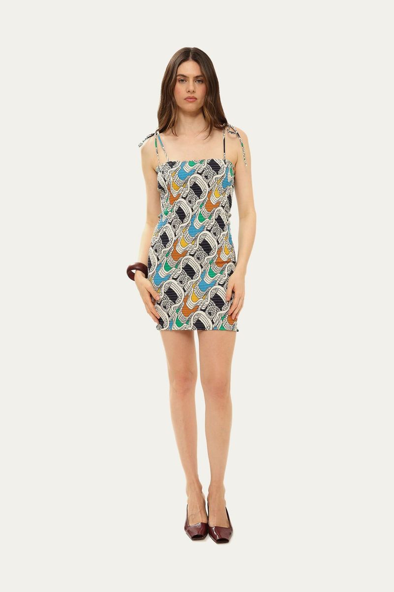 Vestido Mini Lastex Nodo Lo De Lui - MULTICOLORIDO 1
