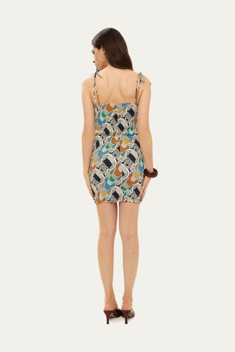 Vestido Mini Lastex Nodo Lo De Lui - MULTICOLORIDO 3