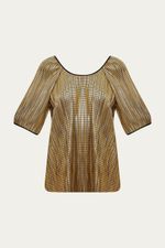Blusa Manga Curta Plissada Missinclof - DOURADO 0