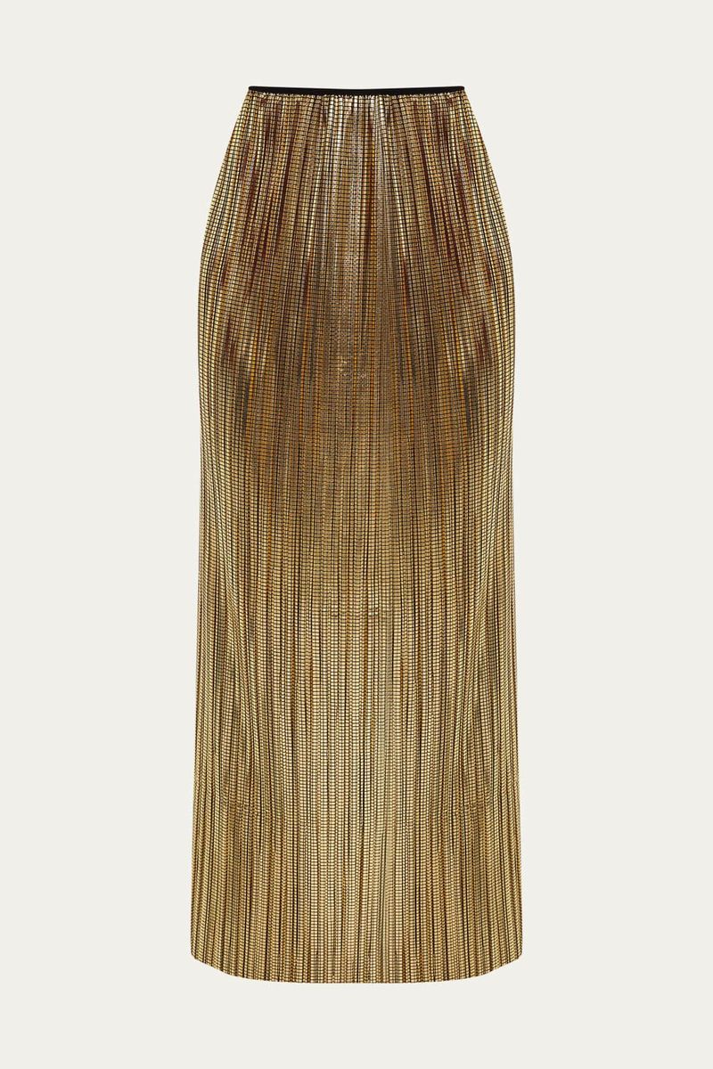 Saia Longa Plissada Missinclof - DOURADO 4